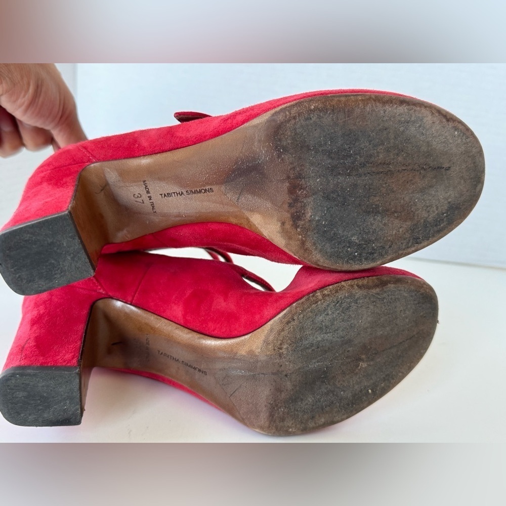 TABITHA SIMMONS Moda red suede 3 straps pumps heels size 37 - Picture 7 of 8